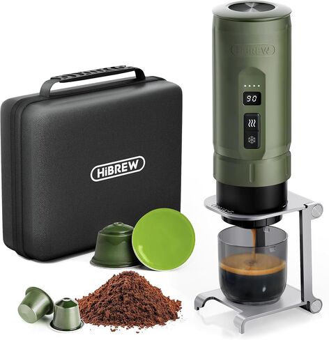HIBREW H4C Ultra - Portable Electric Espresso Maker, 51mm Bottomless Professional Coffee Maker, USB-C Rechargeable for Ground Coffee,Compact for Camping and Travel,with Foldable Holder & Carrying Case in Kuwait