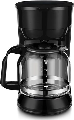 Black 12-cup drip coffee maker with programmable brew function for home and office use. in Kuwait