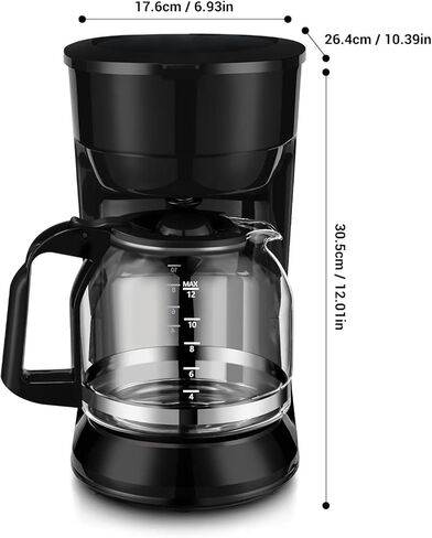 Black 12-cup drip coffee maker with programmable brew function for home and office use. in Kuwait