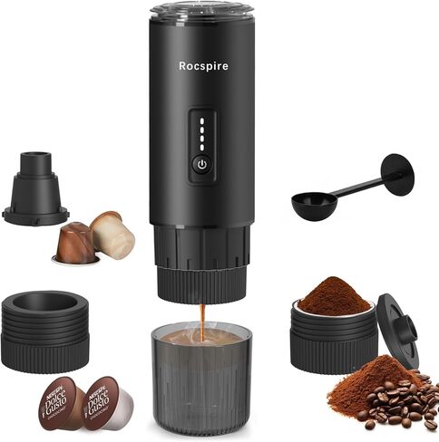 3-in-1 Portable Espresso Maker 20 Bar Self-Heating Stainless Steel Fits Ground Coffee & Nespresso Capsules USB-C Rechargeable for Camping Car Hiking Office in Saudi Arabia