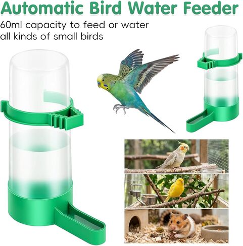 10Pcs Bird Water Dispenser for Cage, Automatic Gravity Pet Water Feeder Bottle, No Mess Parrot Drinking Bowl Accessories for Parakeet Budgie Cockatiel Lovebirds Finch Quail, Plastic Poultry Waterer in Kuwait