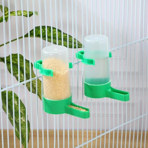 10Pcs Bird Water Dispenser for Cage, Automatic Gravity Pet Water Feeder Bottle, No Mess Parrot Drinking Bowl Accessories for Parakeet Budgie Cockatiel Lovebirds Finch Quail, Plastic Poultry Waterer in Kuwait