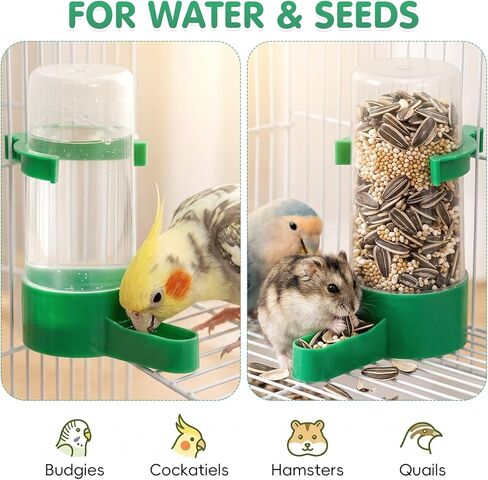 10Pcs Bird Water Dispenser for Cage, Automatic Gravity Pet Water Feeder Bottle, No Mess Parrot Drinking Bowl Accessories for Parakeet Budgie Cockatiel Lovebirds Finch Quail, Plastic Poultry Waterer in Kuwait