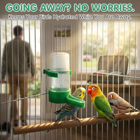 10Pcs Bird Water Dispenser for Cage, Automatic Gravity Pet Water Feeder Bottle, No Mess Parrot Drinking Bowl Accessories for Parakeet Budgie Cockatiel Lovebirds Finch Quail, Plastic Poultry Waterer in Kuwait
