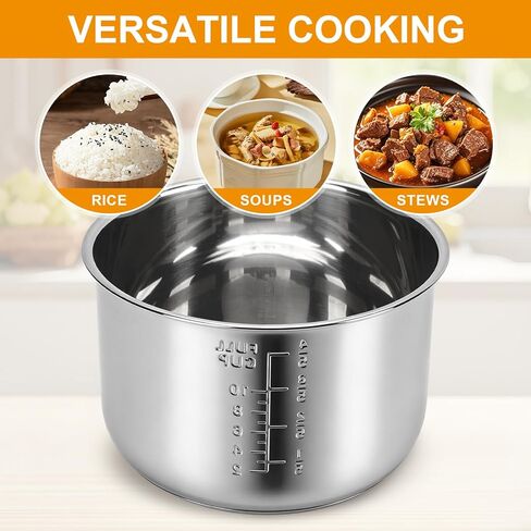 Rice Cooker Replacement Pot Compatible with Aroma ARC-1020SB & ARC-1120SBL, 5L /10-Cup Stainless Steel Rice Cooker Bowl, Dishwasher Safe Inner Pot with Even Heating for Rice, Soup & Meal Prep in Kuwait