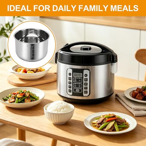 Rice Cooker Replacement Pot Compatible with Aroma ARC-1020SB & ARC-1120SBL, 5L /10-Cup Stainless Steel Rice Cooker Bowl, Dishwasher Safe Inner Pot with Even Heating for Rice, Soup & Meal Prep in Kuwait