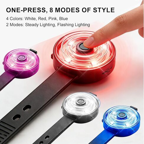 Pro Dog Light IPX7 مقاوم للماء، USB-C قابل لإعادة الشحن 4 ألوان ثابتة/وامضة طوق مضيء للكلاب، مشبك مطور مضاد للسقوط وحزام أضواء طوق الكلب للمشي ليلاً والسباحة والتخييم in Kuwait