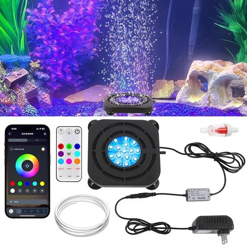 ضوء ديكور لخزان الأسماك الغاطس: أضواء LED لفقاعة حوض السمك - IP68 تطبيق مقاوم للماء للتحكم عن بعد 5050 RGB لون متغير لحوض السمك مصباح فقاعي لعشاق الأسماك والحيوانات الأليفة المائية in Kuwait