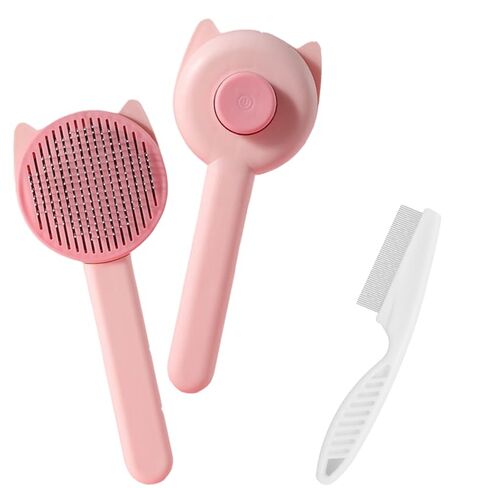 Cat Brush for Shedding, Kitten Brushes for Indoor Cats, For Long or Short Haired Cats,Cat Hair Brush Grooming Deshedding Brush for Dog Kitten Removes Loose Fur and flea removal comb, Pink in Kuwait