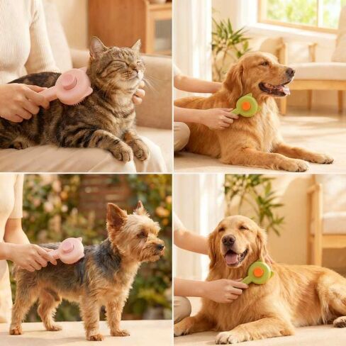 Cat Brush for Shedding, Kitten Brushes for Indoor Cats, For Long or Short Haired Cats,Cat Hair Brush Grooming Deshedding Brush for Dog Kitten Removes Loose Fur and flea removal comb, Pink in Kuwait