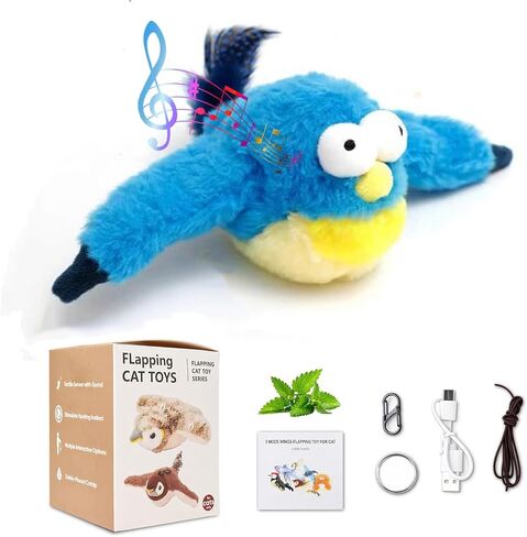 Upgraded Flappy Chase Interactive Chirping Bird Cat Toy with Flapping Wings,No Flying, Interactive Simulation Electric Cat Toy for Cats and Small Dogs-Cat Toys Touch Activated, Rechargeable in Kuwait