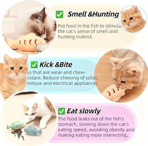 Interactive Cat Toys 2 Pack - Silicone Treat Dispenser with Catnip Ball, Food Puzzle Chew Toys for Indoor Cats in Kuwait