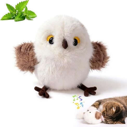 Cat Toys Flapping Bird Titmouse, Interactive Cat Kicker with 3 Modes, Touch Activated, Catnip Pouch, USB Rechargeable, Washable Plush Cover for Indoor Cats in Kuwait
