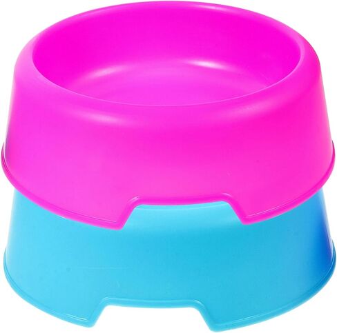 KALLORY 2pcs Candy Color Plastic Round Dog Bowl Puppy Food and Water Feeder Set, Portable Pet Feeding Dish for Dogs and Cats, Pet Food Container for Home and Travel in Kuwait