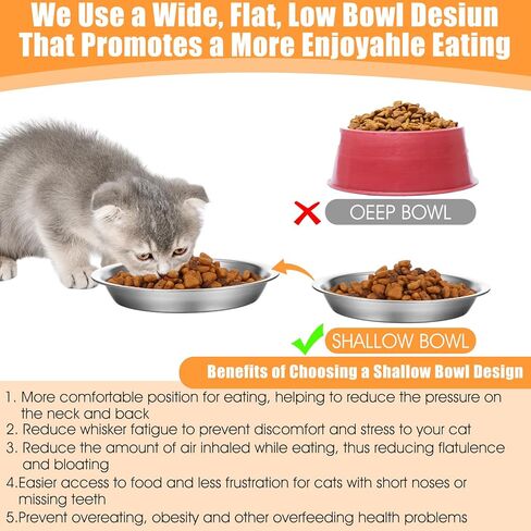 24 Pcs Stainless Steel Cat Bowls, Shallow Pet Food Dishes Metal Cat Feeding Plates Cat Food Bowls Replacement Relief Whisker Fatigue Food Water Bowl for Cat Kitten Puppy Dog(5.5 Inch Diameter) in Kuwait
