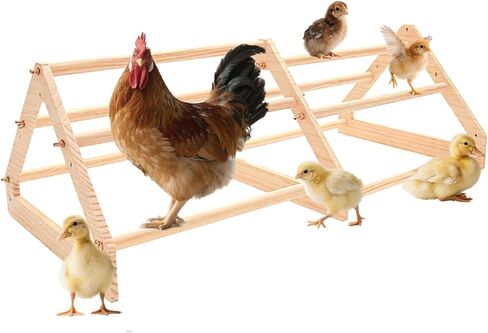 Chicken Perch, Natural Wood Chicken Roosting Perch, Hand-Polished Chick Roosting Bar, Sturdy Wood Stand Fits Birds' Gripping Instinct, Durable Poultry Accessories (Small, Semi-Circular with Mirror) in Kuwait