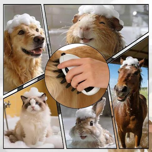 Dog Brush for Long Haired TPR Massage Soft Bristles & 3-Point Brush Head for Bathing Grooming De-Shedding & Detangling Shower Brush for Dogs and Cats in Kuwait
