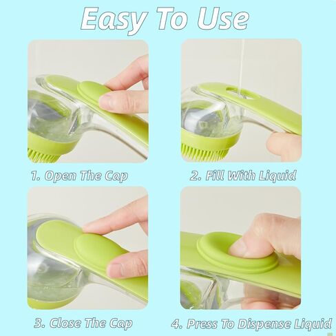 Dog Bath Brush, 2 in 1 Pet Grooming Bath Massage Brush with Soap and Shampoo Dispenser Soft Silicone Bristle Dog Scrubber for Long Short Haired Dogs Cats Shower-Blue in Kuwait