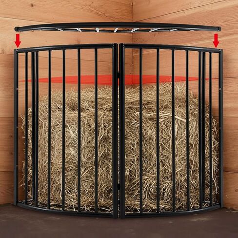 Floor Corner Hay Feeder for Horse, Large Hay Rack Feeder Blanket Holder, 2.5 Healthy Slow Eating Prevents Waste, Easy Assembly for Goats Sheep Indoor Outdoor(Corner with Lid) in Kuwait