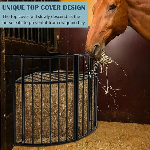 Floor Corner Hay Feeder for Horse, Large Hay Rack Feeder Blanket Holder, 2.5 Healthy Slow Eating Prevents Waste, Easy Assembly for Goats Sheep Indoor Outdoor(Corner with Lid) in Saudi Arabia