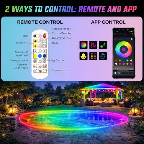 12V RGB + IC Dream Color Chasing Aquarium LED Strip Lights، 10.5FT APP وجهاز التحكم عن بعد IP68 مقاوم للماء بالكامل لخزان الأسماك LED قطاع الضوء لRV، البحرية، فناء سطح السفينة، حمام السباحة، البركة، الشرفة in Kuwait