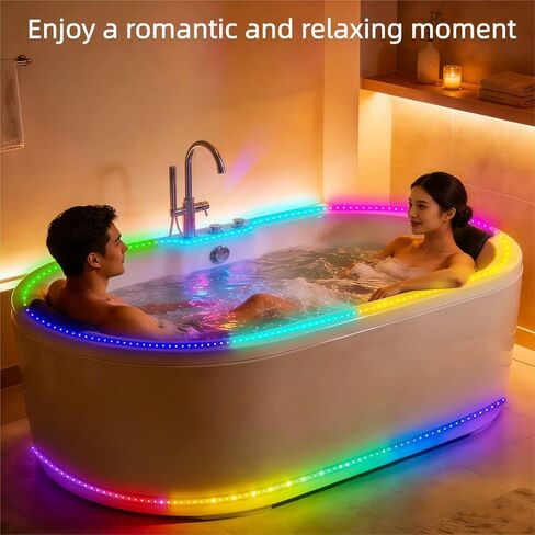 12V RGB + IC Dream Color Chasing Aquarium LED Strip Lights، 10.5FT APP وجهاز التحكم عن بعد IP68 مقاوم للماء بالكامل لخزان الأسماك LED قطاع الضوء لRV، البحرية، فناء سطح السفينة، حمام السباحة، البركة، الشرفة in Kuwait