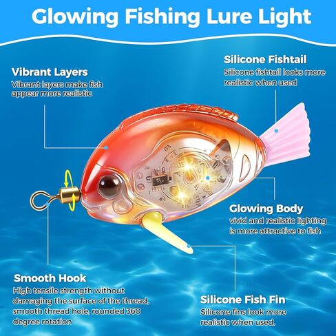 5PCS Lure Set - Freshwater & Saltwater Bionic Fish-Shaped Fishing Light, Deep Drop Underwater Glow Attractor, Built-in White/Red/Green LED Flashing Lights, Water-Activated Glow Bait Light (Fish-Form) in Saudi Arabia