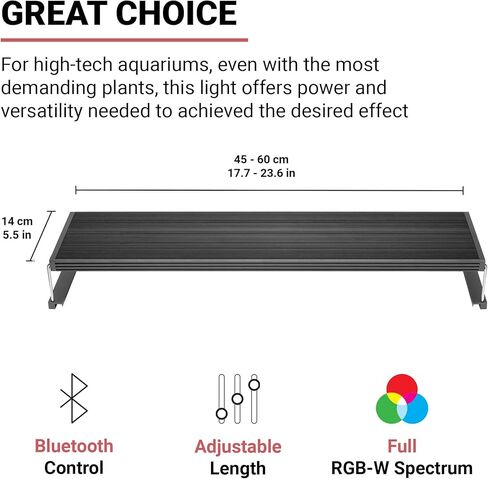 مصباح حوض السمك Chihiros WRGB II PRO LED - طيف كامل، تحكم في تطبيق بلوتوث، ضوء خزان الأسماك مع مؤقت للنباتات المائية، خزان أسماك المياه العذبة - ملحقات وديكور حوض السمك - WRGBII PRO 45 سم in Kuwait