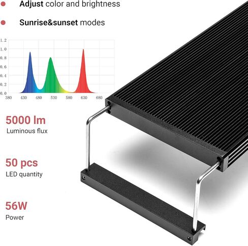 مصباح حوض السمك Chihiros WRGB II PRO LED - طيف كامل، تحكم في تطبيق بلوتوث، ضوء خزان الأسماك مع مؤقت للنباتات المائية، خزان أسماك المياه العذبة - ملحقات وديكور حوض السمك - WRGBII PRO 45 سم in Kuwait