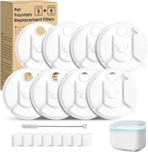 22+22 حزمة من المرشحات البديلة لنافورة مياه الكلاب المتوافقة مع نافورة الكلاب Petlibro PLWF008، إمداد لمدة 12 شهرًا من ملحقات فلتر موزع مياه الكلاب مع فرشاة تنظيف واحدة in Kuwait