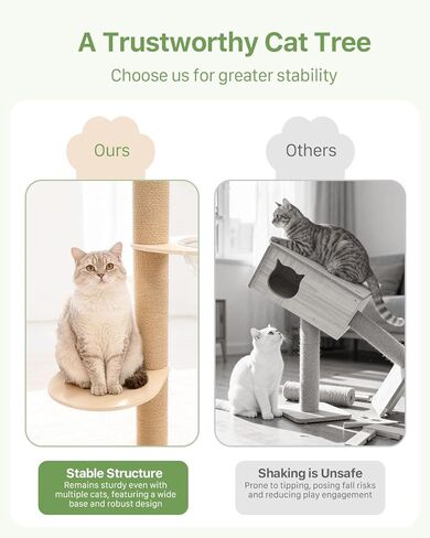 Floor-to-Ceiling Cat Tree Height Adjustable (50-120in) | 5-Level Heavy Duty Cat Activity Center with Scratching Posts, Jump Platforms, Hammock | Space-Saving Tall Cat Tower for Indoor Cats in Kuwait