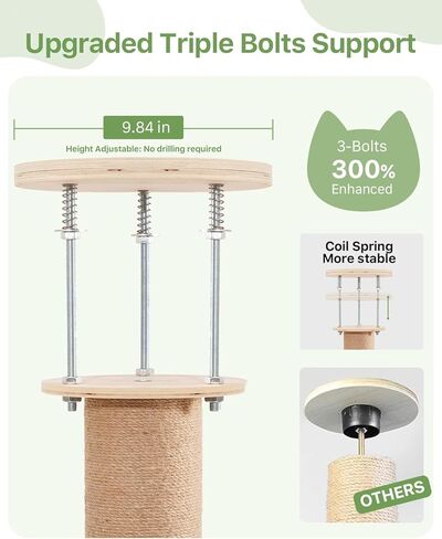 Floor-to-Ceiling Cat Tree Height Adjustable (50-120in) | 5-Level Heavy Duty Cat Activity Center with Scratching Posts, Jump Platforms, Hammock | Space-Saving Tall Cat Tower for Indoor Cats in Kuwait