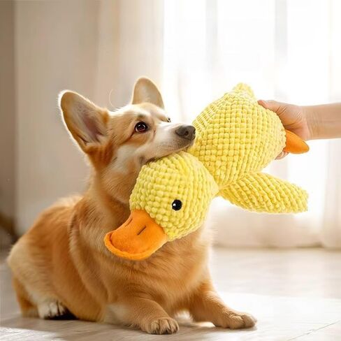 Calming Duck Toy for Dog, 2026 New Yellow Duck Dog Toy, Quacking Sound for Dog Teeth, Soft Stuffed Plush Mellow Calming Duck Pillow for Puppy Keep Busy, Indestructible for Medium Small Dog, Yellow, S in Kuwait