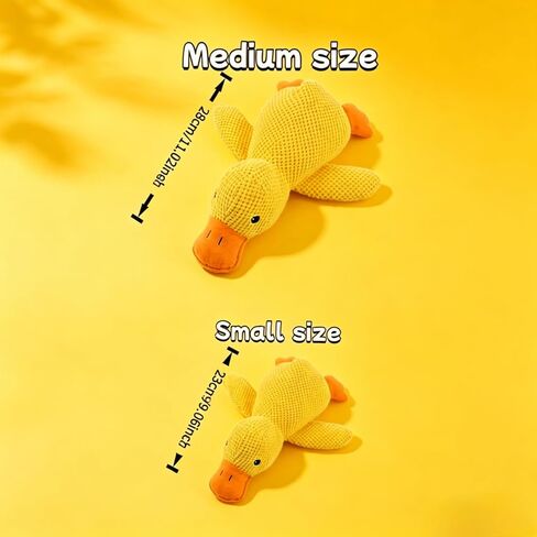 Calming Duck Toy for Dog, 2026 New Yellow Duck Dog Toy, Quacking Sound for Dog Teeth, Soft Stuffed Plush Mellow Calming Duck Pillow for Puppy Keep Busy, Indestructible for Medium Small Dog, Yellow, S in Kuwait