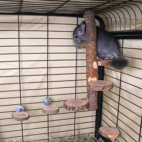 YKD Chinchilla Large Hanging Wooden Rotating Platform - Small Animals Natural Fruit Wood Standing Platform - Squirrel Suger Glider Platform - Bird Perch Platform in Kuwait