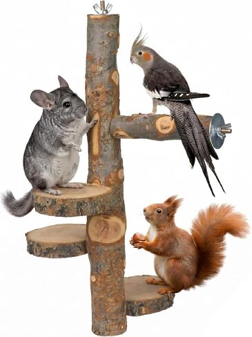 YKD Chinchilla Large Hanging Wooden Rotating Platform - Small Animals Natural Fruit Wood Standing Platform - Squirrel Suger Glider Platform - Bird Perch Platform in Kuwait