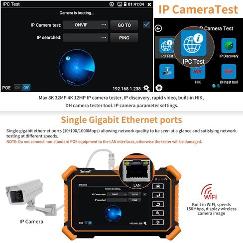 جهاز اختبار الدوائر التلفزيونية المغلقة Rsrteng، IPC-1910C Plus مع تتبع الكابل 8 ميجابكسل AHD CVI TVI CVBS IP اختبار الكاميرا 8K HD شاشة عرض فيديو 4 بوصة IPS شاشة تعمل باللمس IPC Tester دعم POE PTZ RS485 استبدال 1800ADH in Saudi Arabia