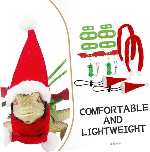 COHEALI Adjustable Lizard Leash Harness Set for Bearded Dragon and Gecko with Christmas Hat Scarf, Reptile Traction Rope for Outdoor Walking and Festive Pet Accessories in Kuwait