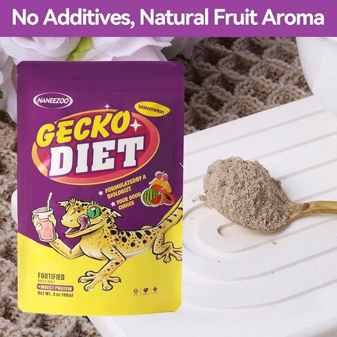 NANEEZOO طعام أبو بريص مع خليط الفاكهة البطيخ، 3 أونصة نظام غذائي أبو بريص كامل للزواحف، أبو بريص المتوج - نسبة عالية من البروتين، تغذية مرطبة in Kuwait