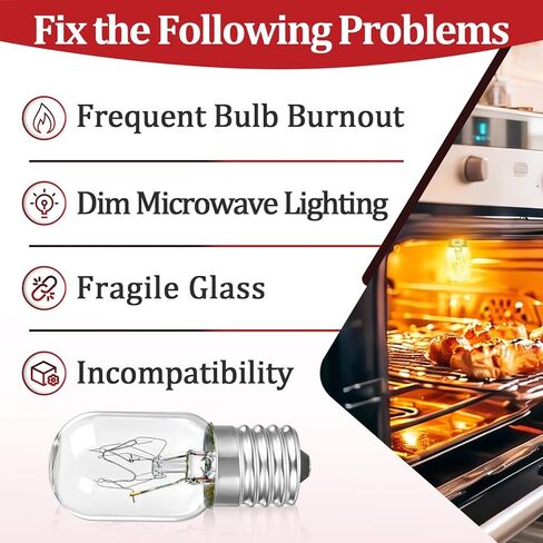 8 قطع 10692 لمبة ميكروويف 25 وات E17 T7 110-130 فولت جهد عريض، متوافقة مع GE Whirlpool Maytag Amana Over-The-Range Microwave & Lava Lamp in Kuwait