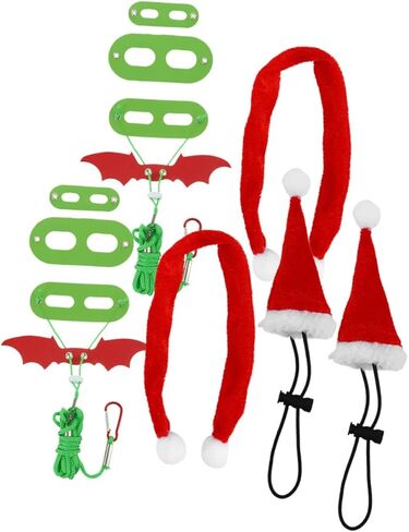 Abaodam 2 Sets Bearded Dragon Lizard Harness Leash Adjustable Traction Rope with Christmas Hat and Scarf Holiday Costume for Small Reptile Pets Outdoor Walking in Kuwait