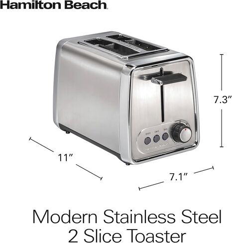 Hamilton Beach 22785G Modern 2 Slice Toaster, Chrome, with Extra-Wide Slots R22785 (Renewed) in Kuwait