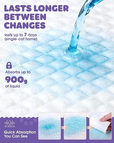 Powools Cat Pee Pads, Fits Breeze Litter Box System, Leak-Resistant Disposable Pee Pad for Cats, 12 x 17.5" Cat Litter Pads, 900g Absorbency, for Litter Box Drawers, 40 Count, Fresh Scent in Kuwait