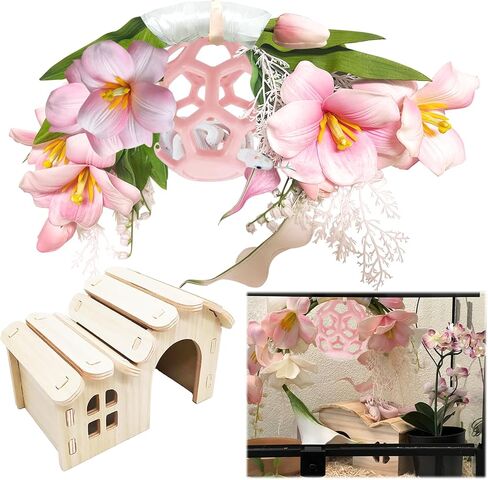 Reptile Hiding Branch &Ball Python - Enrichment Toys for Corn Snake,Tulip Artificial Bouquet Plant Artificial Decor for Snake Cage,Wood House for Leopard Gecko Habitat Lizard Chameleon Ball Pythons in Kuwait