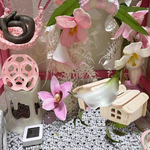 Reptile Hiding Branch &Ball Python - Enrichment Toys for Corn Snake,Tulip Artificial Bouquet Plant Artificial Decor for Snake Cage,Wood House for Leopard Gecko Habitat Lizard Chameleon Ball Pythons in Kuwait