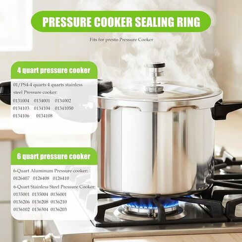 2026 New 09936 Pressure Cooker Sealing Ring Replacement, with Overpressure PlugsFit for Presto Canner Models 6 Quart 0136102, 0136203, 0136206, 0136208, Black - 2PCS in Kuwait
