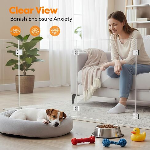 Clear Acrylic Pet Playpen with Door, 8 Panels 23.6 Inches High, Indoor Pet Fence & Crate for Puppies Small Dogs and Cats, with Metal Connectors, Easy to Assemble, Free Combination of Multiple Styles in Kuwait