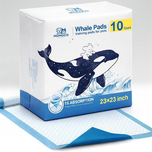 MoMoCo Whale Pads Puppy Pads 10 Pack, Portable Travel Dog Pee Pads, Ultra Absorbent & Leak-Proof, Ideal for Trips, Car, Hotel & Emergency Use in Kuwait