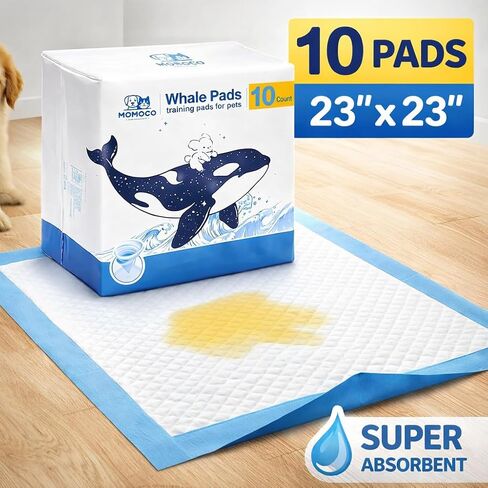 MoMoCo Whale Pads Puppy Pads 10 Pack, Portable Travel Dog Pee Pads, Ultra Absorbent & Leak-Proof, Ideal for Trips, Car, Hotel & Emergency Use in Kuwait