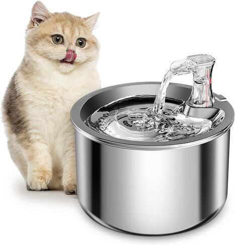 Homtyler Cat Water Fountain, Stainless Steel Inside Ultra-Quiet Pump, 2L/67oz Automatic Dog Dispenser Water Bowl, Multiple Pets Water Fountain in Kuwait